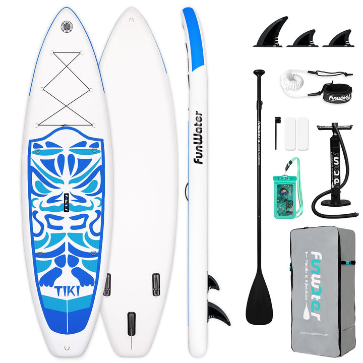 FunWater Aufblasbares Stand Up Paddle Board Multifunktionale Paddelboards mit Flossen, Knochleine, S