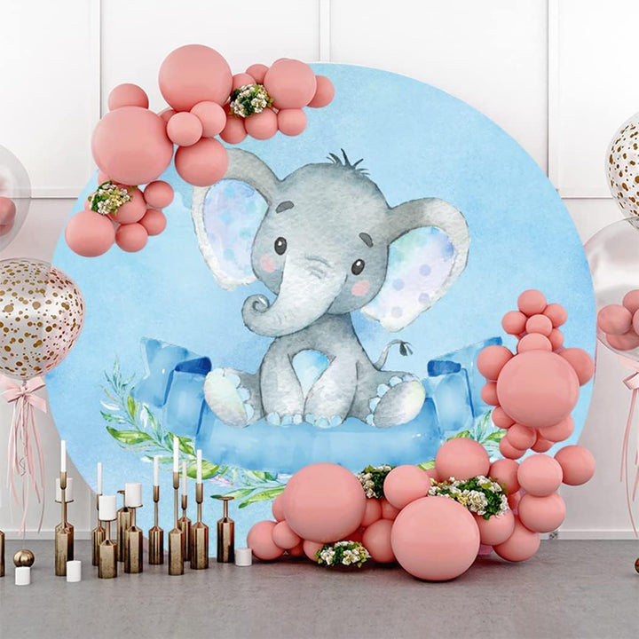 Renaiss 2.3m Elefant Thema Runde Kulisse Baby Dusche Kreis Bogen Hintergrund für Jungen Kinder Gebur