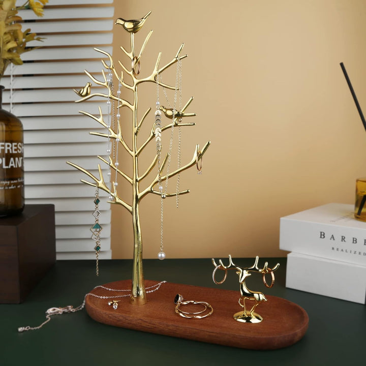 MORE&LESS Baum Hirsch Schmuckständer für Ringe Ohrringe Halsketten Armbänder geeignet für Wohnzimmer