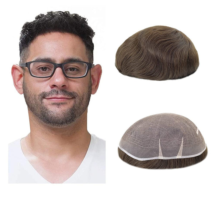 Lordhair Toupet Human Hair Herrenperücke, Französische Spitze Webart, 20 x 25 cm, Leichtes Haarersat