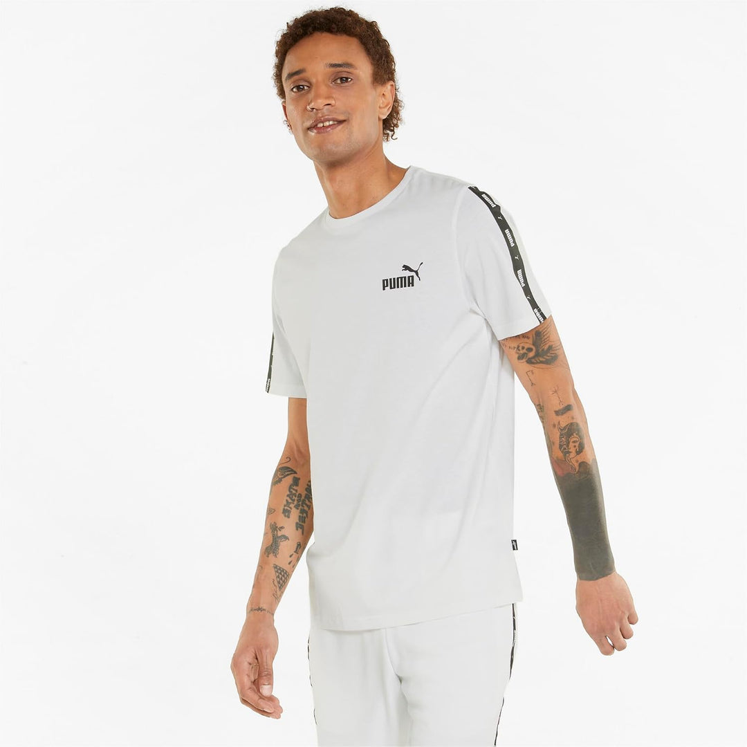 PUMA Unisex ESS+ Tape Tee t-Shirt XL Puma Weiss, XL Puma Weiss