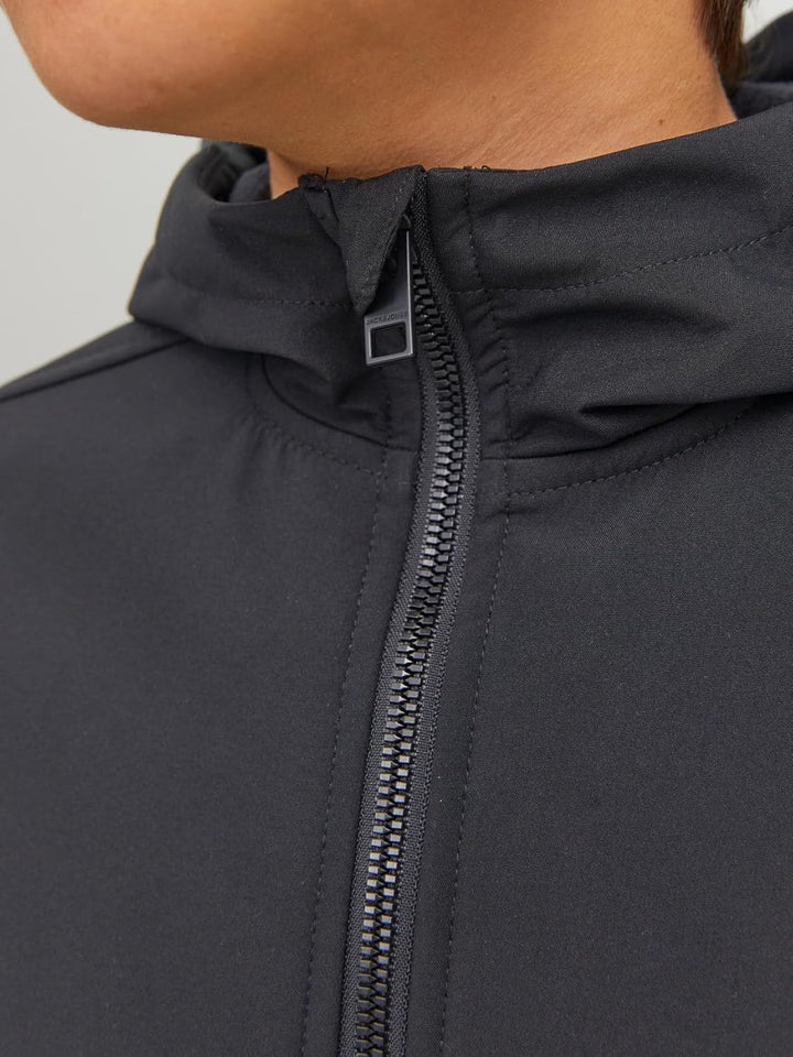 JACK & JONES Jungen Jjebasic Softshell Hood Sn Jnr Jacke (1er Pack), 128 Schwarz
