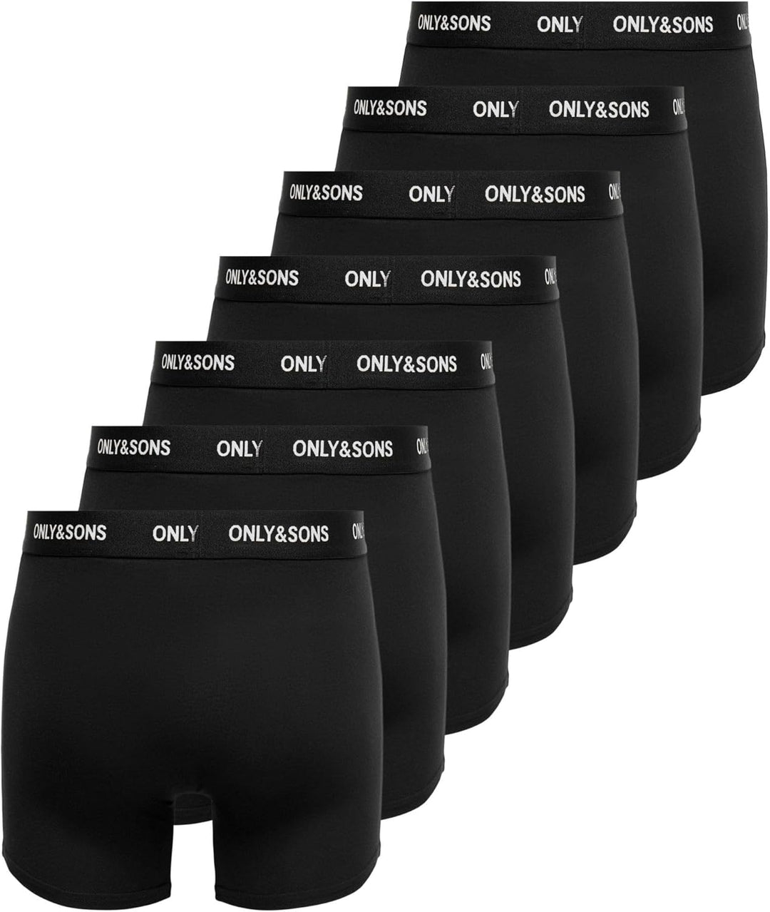Only & Sons Male Shorts ONSFITZ 7-Pack Boxershorts XS Black/Detail:black Waist & White Logo, XS Blac