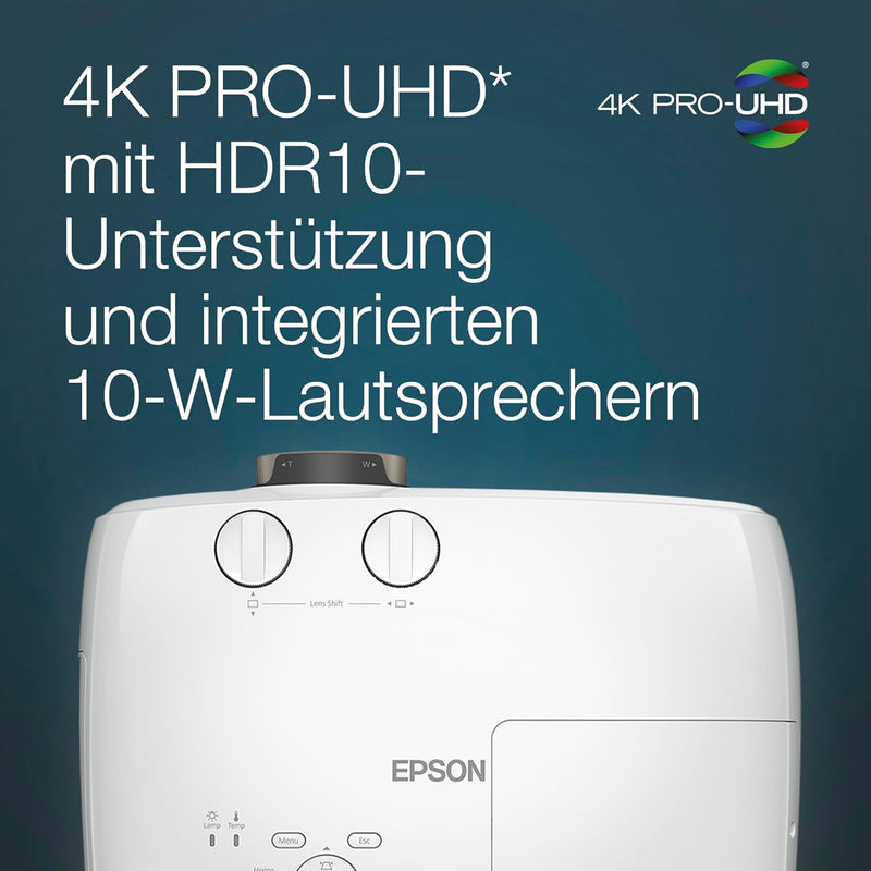 Epson EH-TW7100 4K Pro-UHD 3LCD-Beamer (3.000 Lumen Weiss- und Farbhelligkeit, Kontrastverhältnis 10