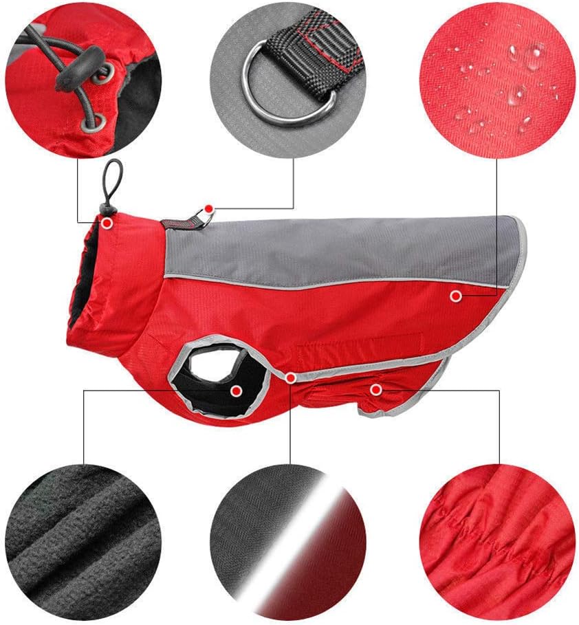 AxSpeed Hundebekleidung für Herbst und Winter, warm, gepolstert, wasserdichte Jacke (schwarz, 2XL) s