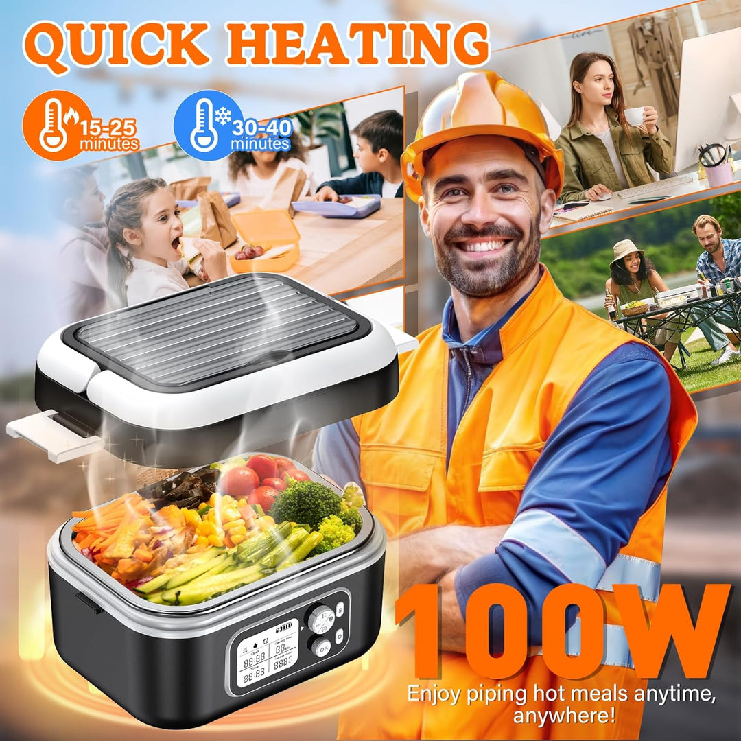 Elektrische Lunchbox 100W, Electric Lunch Box 1,5L Heat Box Isolierte Wärmebox automatischer Aufheiz