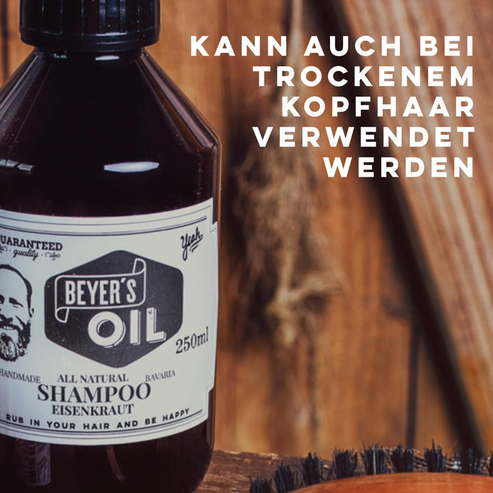 Beyer’s Oil Shampoo Eisenkraut 250ml - 100% natürliches Bartpflege Bartshampoo - Macht den Bart weic
