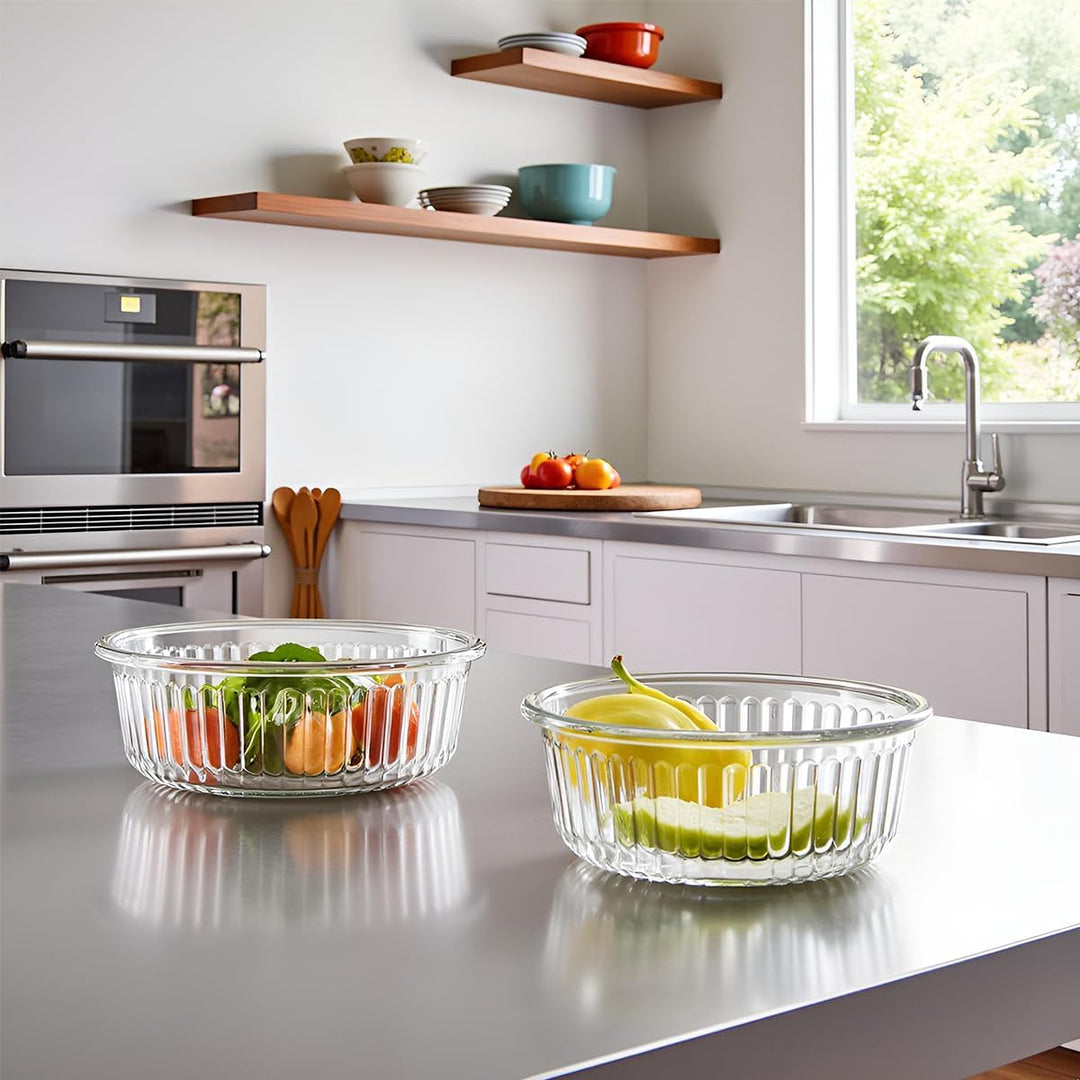 4 Pack Runde Glasbehälter Mit Deckel (1.5 Cup/370 ml) Glas-Frischhaltedosen Set für Meal Prep, Gefri