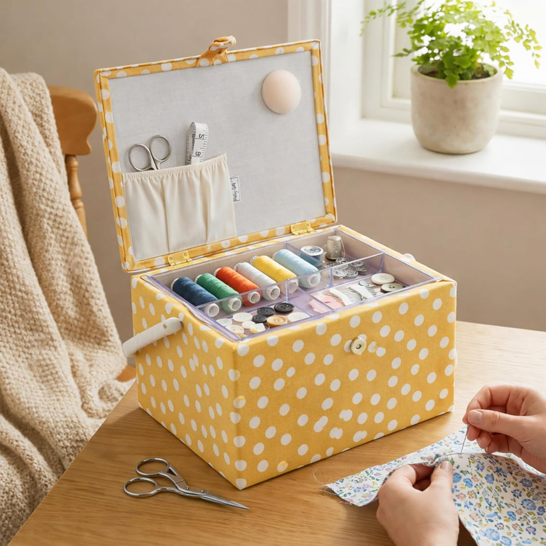 Hobby Gift Exclusive, grosse Nähbox, Bastel-Aufbewahrungsbox, Zubehörablage, Nadelkissen, PVC-Griff