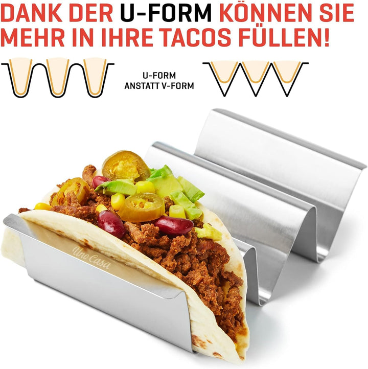 Uno Casa Metall Taco Halter 12er Set,U-förmiger Taco-Ständer, langlebige Taco-Muschelhalter, Edelsta