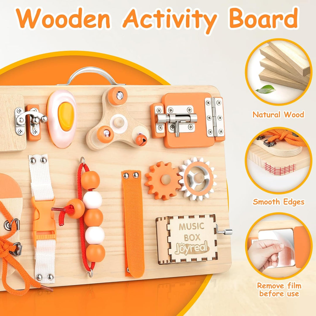 Joyreal Motorikbrett ab 1 2 3 Jahr - Activity Board Montessori Spielzeug Busy Board Montessori Brett