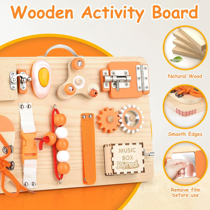 Joyreal Motorikbrett ab 1 2 3 Jahr - Activity Board Montessori Spielzeug Busy Board Montessori Brett
