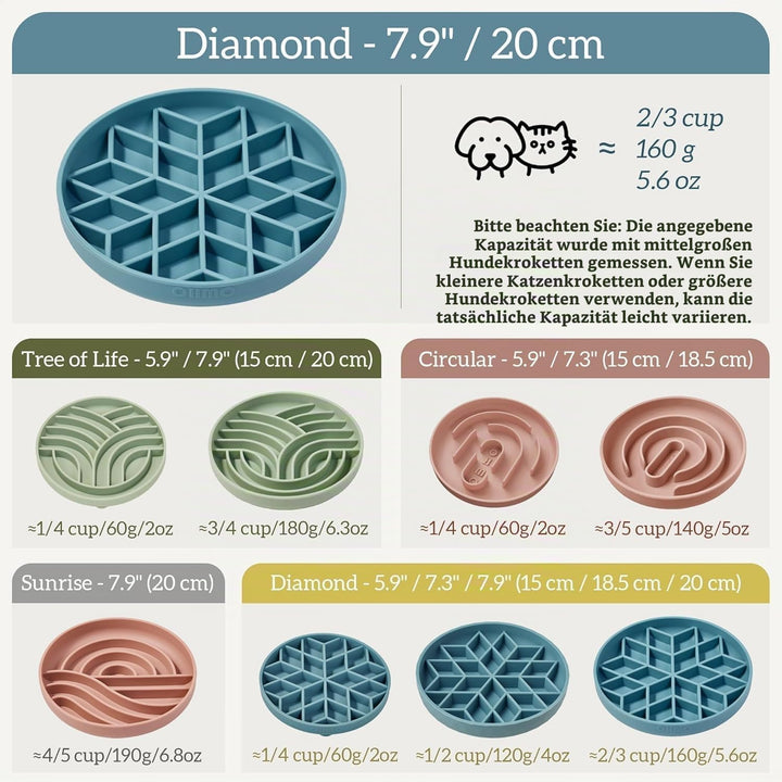 OHMO Anti Schling Napf Hund (Diamant), Antischlingnapf Hunde für Katzen Welpen, gesundes Fressen sto