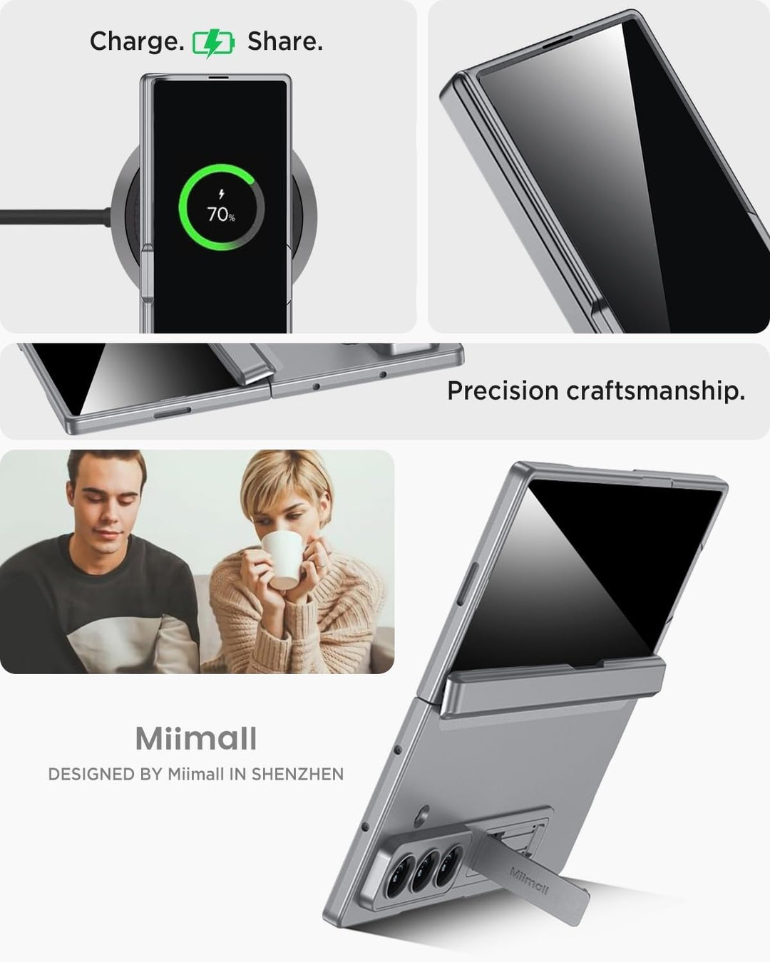 Miimall Kompatibel mit Samsung Galaxy Z Fold 7 Hülle mit Displayschutz Anti-SPY, [Magnetischer Schar