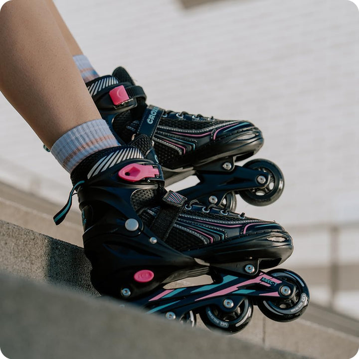 Croxer 3in1 Inline Skates Inliner Triskates Rollschuhe Optima Black/Mint verstellbar 31-34 (18,5cm-2