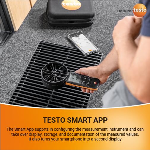 testo - 417 - 0563 0417 - Digitales 100 mm-Flügelrad-Anemometer mit App-Anbindung zur Messung von Lu