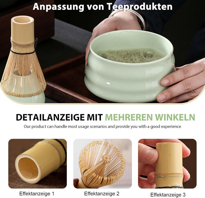 5 Stück Matcha Tee set, Matcha set mit Matcha Besen, Matcha Schale aus Keramik, Bambusbesen Matcha B