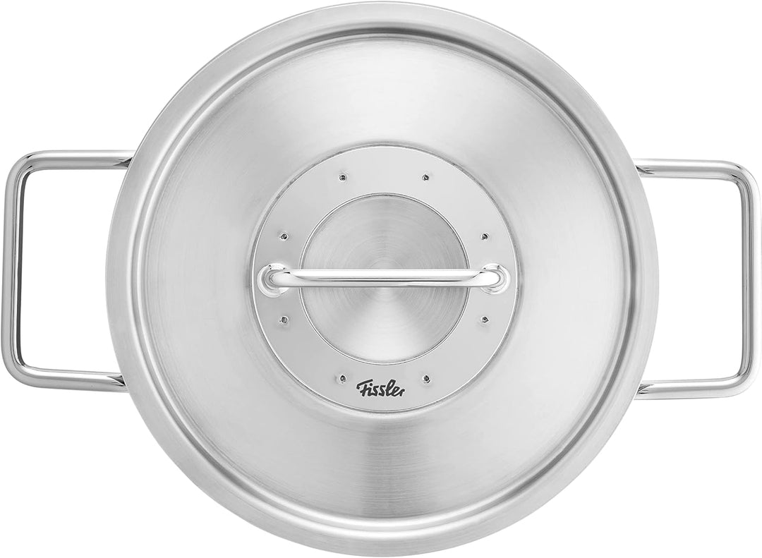 Fissler Pure Collection / Edelstahl-Kochtopfset, 6-teilig, Töpfe mit Metall-Deckel (3 Kochtöpfe,1 Br