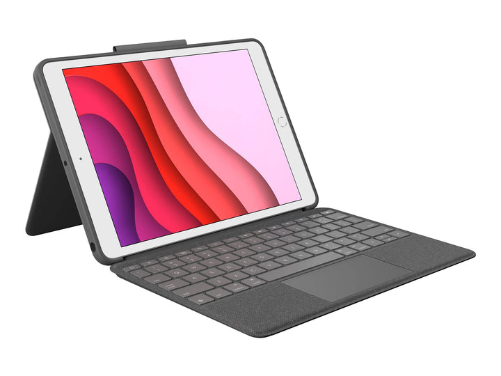 Logitech Combo Touch für iPad (7., 8. und 9. Generation) Schutzcase mit Präzisions-Trackpad, Noteboo