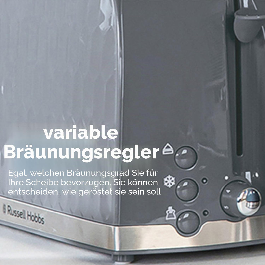 Russell Hobbs 26063 Waben-Toaster mit 2 Scheiben (extra breite Schlitze, hohe Hebefunktion, 6 Bräunu