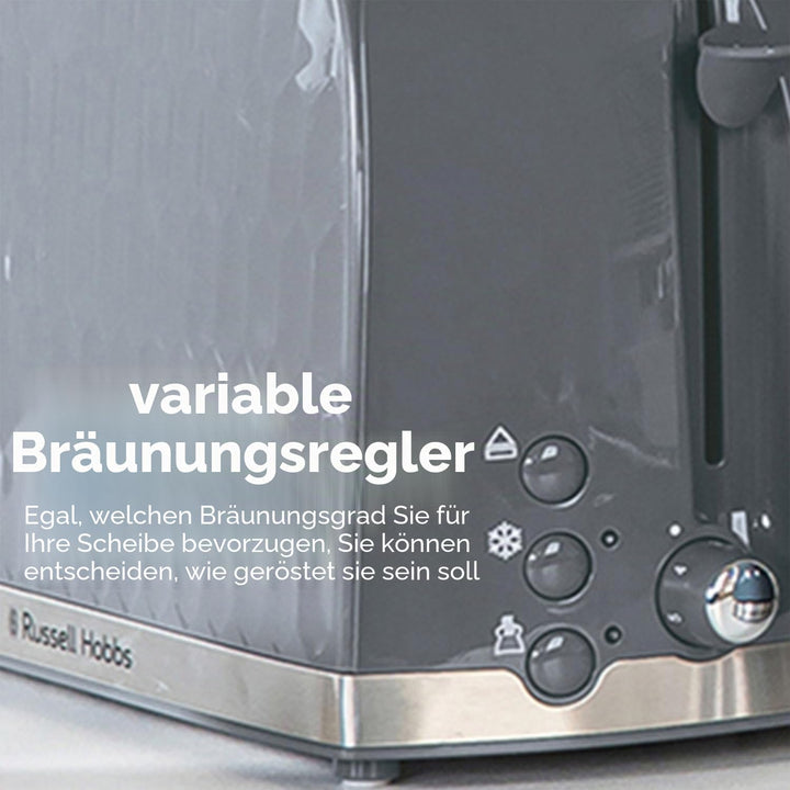 Russell Hobbs 26063 Waben-Toaster mit 2 Scheiben (extra breite Schlitze, hohe Hebefunktion, 6 Bräunu