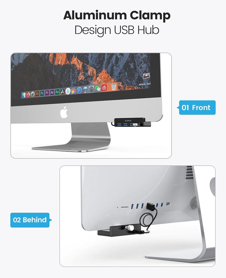 USB 3.0 Hub 4 Port, ORICO Aluminium SuperSpeed Datenhub Mit Extra Netzteilanschluss Port für Desktop