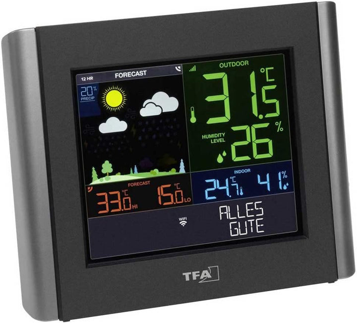 TFA Dostmann WLAN Wetterstation Meteo, 35.8000.01, Profi-Wettervorhersage, kostenlose View App, eins