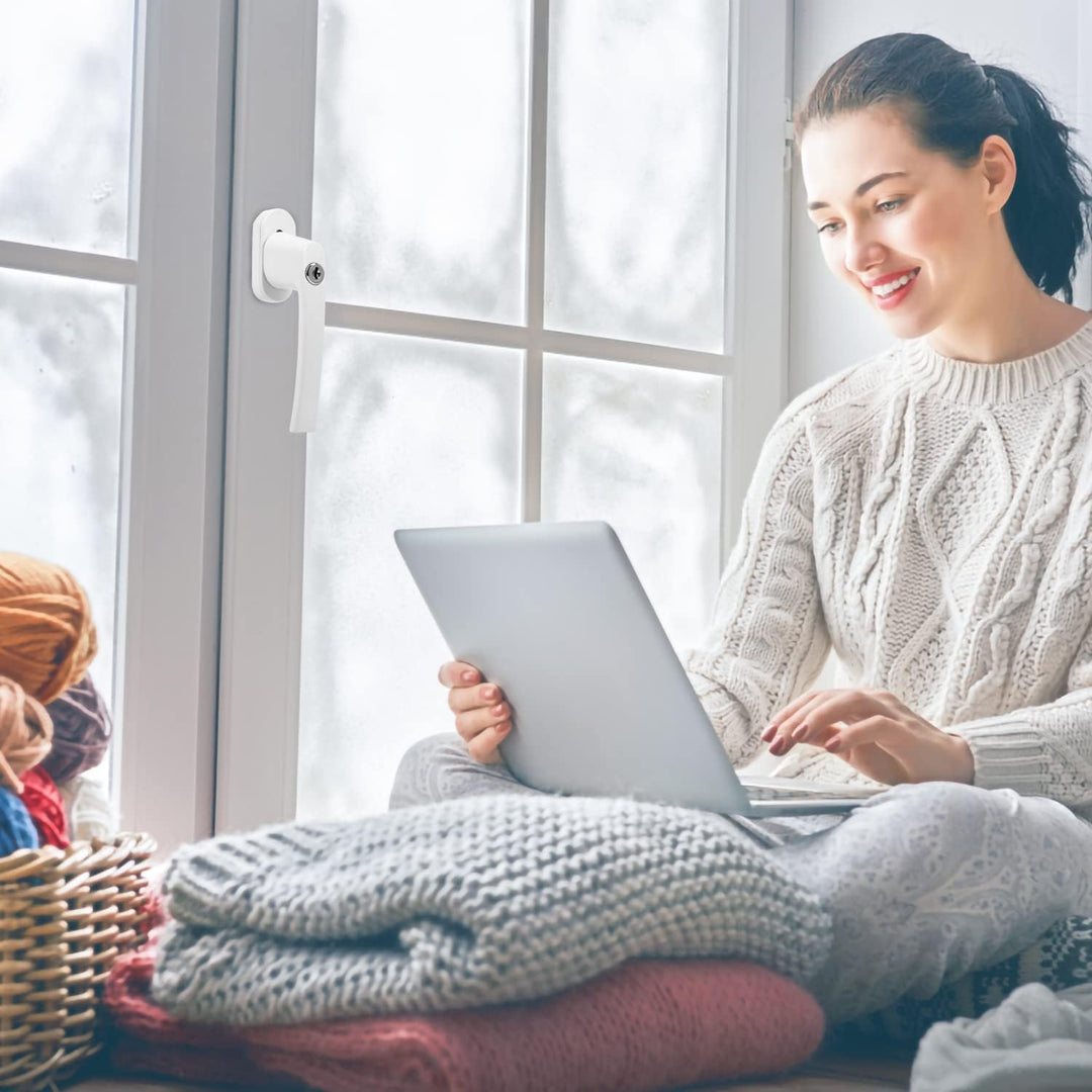 Eulenke Abschliessbarer Sicherheitsfenstergriff - 4er Pack Weiss inklusive 8 Schlüssel und Schrauben