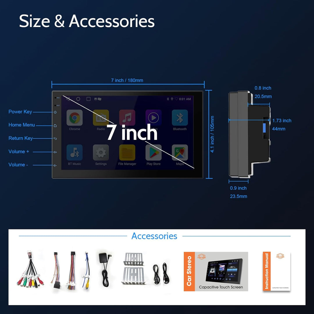 2 Din Autoradio 7 Zoll HD Touchscreen, Wireless Apple CarPlay & Android Auto, Bluetooth, SWC | Unive