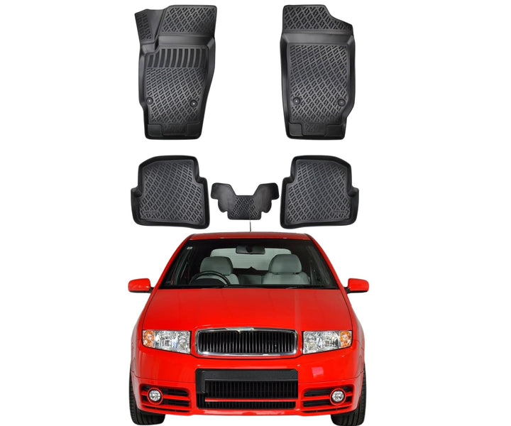 Passgenau 3D Fussmatten kompatibel mit Skoda Fabia I 1999-2007 Passgenau Fussmatten Auto Zubehör 1.