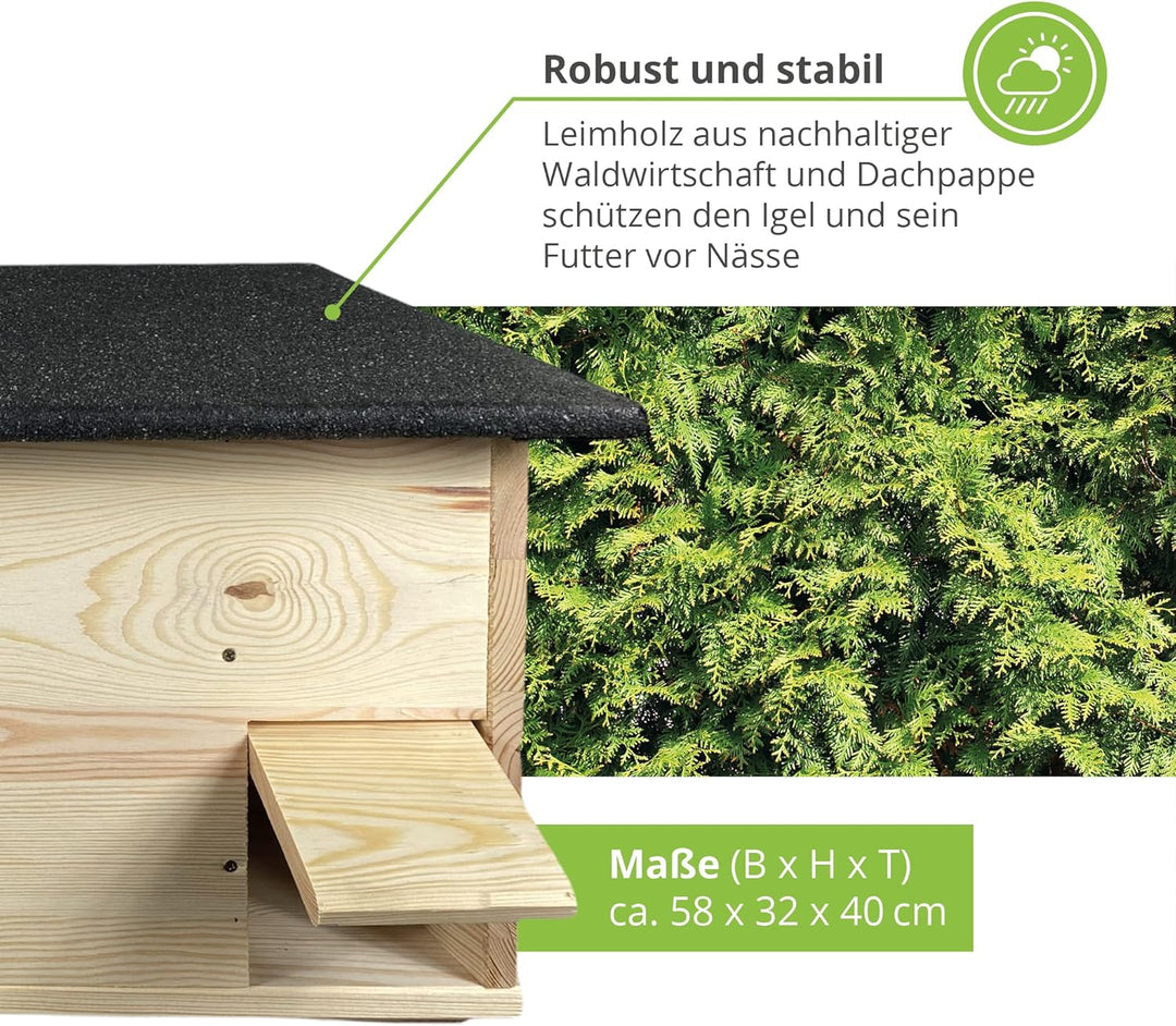 gartenetage Igelhaus mit Rattenklappe & Labyrinth-Eingang/Igelhaus Winterfest mit Boden Katzensicher