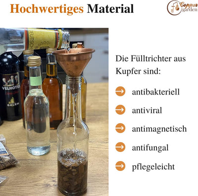CopperGarden Trichter aus blankem Kupfer I Einfülltrichter 20cm Durchmesser I Kupfertrichter zum Ein