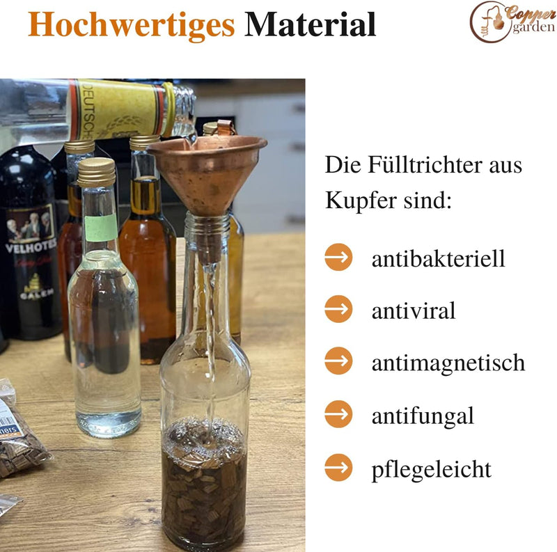 CopperGarden Trichter aus blankem Kupfer I Einfülltrichter 20cm Durchmesser I Kupfertrichter zum Ein