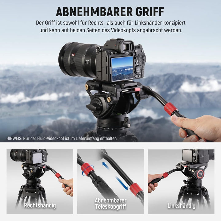 NEEWER Videostativ Fluidkopf mit Schnellwechselplatte, kompatibel mit DJI RS Gimbals Manfrotto, Tele