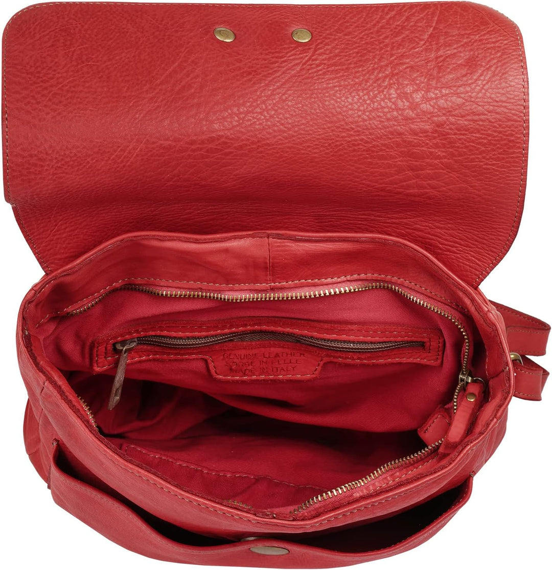 Samantha Look Rucksack Echt Leder Damen - 021380 Rot, Rot