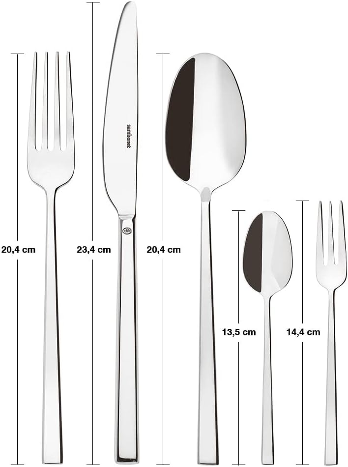 Sambonet 52562-N2 Rock Edelstahl - Monoblock Tischbesteck in 18/10 Edelstahl, für 12 Personen, 60 Te