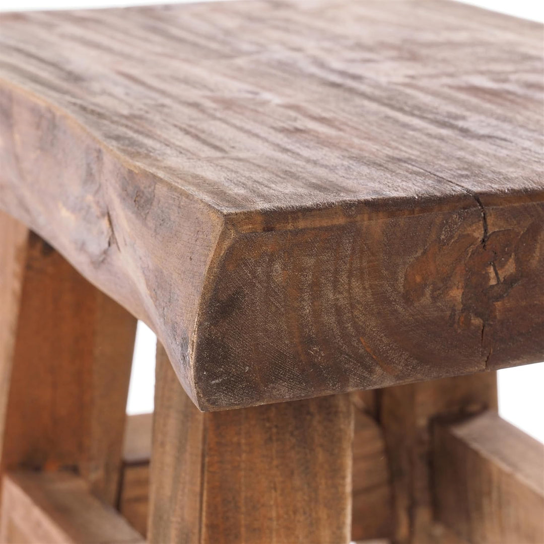 DESIGN DELIGHTS RUSTIKALER Holz HOCKER Vintage 40" | Recycling Hartholz, 43x45x27 cm (HxBxT) | Sitzh