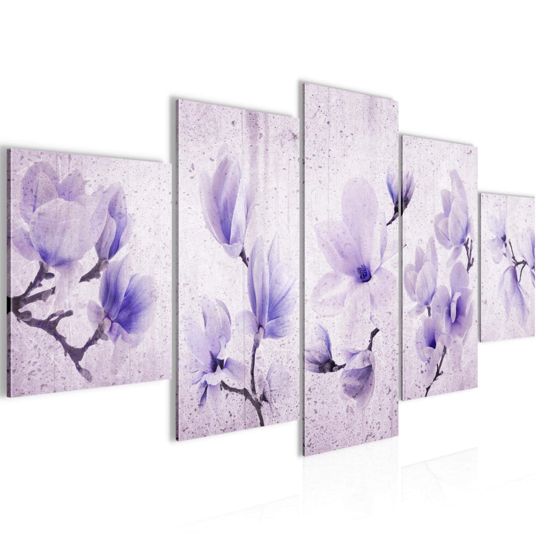 Runa Art Wandbilder Blumen Magnolien 5 Teilig Bild auf Vlies Leinwand Deko Wohnzimmer Vintage Beige