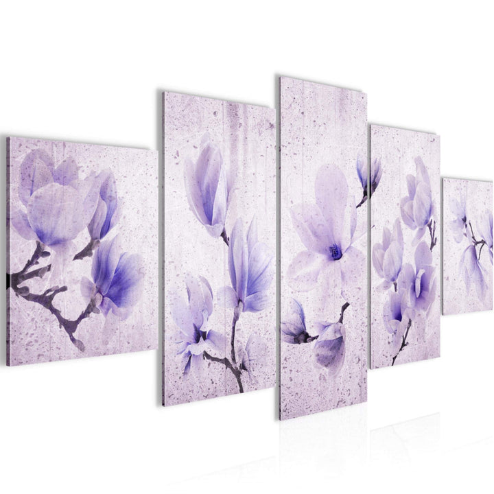 Runa Art Wandbilder Blumen Magnolien 5 Teilig Bild auf Vlies Leinwand Deko Wohnzimmer Vintage Beige