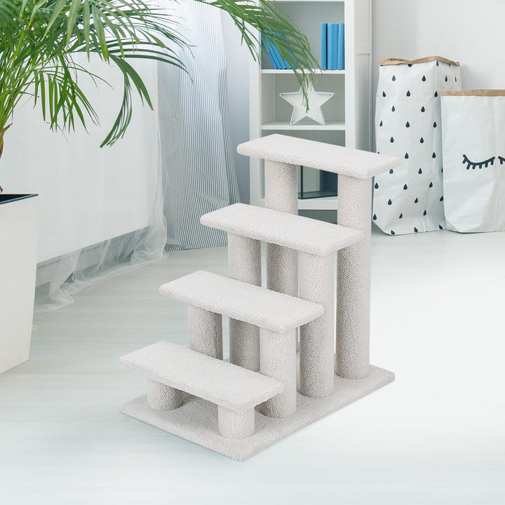 COSTWAY Tiertreppe Katzentreppe 4 Stufen, Treppe für Katze und Hunde bis 25 kg, Haustiertreppe Klein