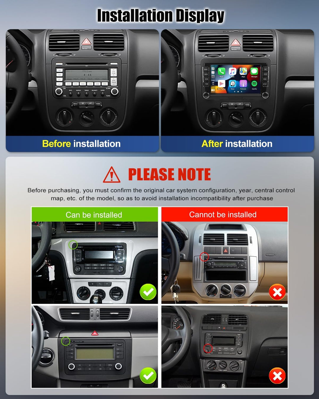 CAMECHO 2G+64G Android 13 Autoradio für VW Golf 5 Polo Skoda mit Navi Carplay Android Auto,7 Zoll Do