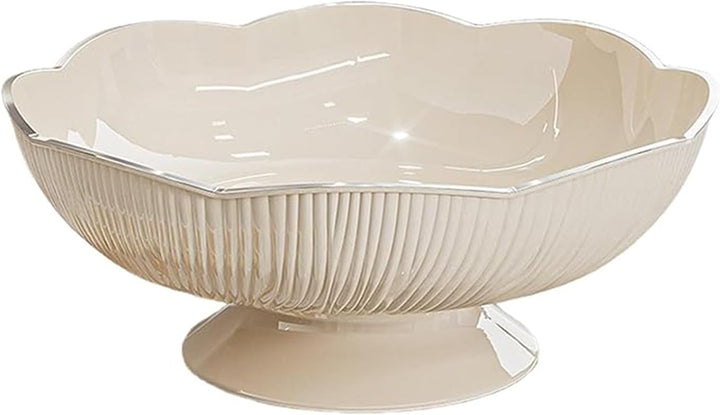 Süssigkeiten Obstschale modern Dekoschale mit Fuss Obst Gemüse Aufbewahrung Küche Beige 2 Stück, Bei