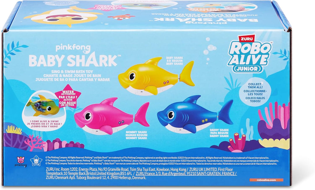 ZURU Robo Alive Junior Baby Shark Battery-Powered Sing and Swim Bath Toy by (Pink Mommy Shark), Pink