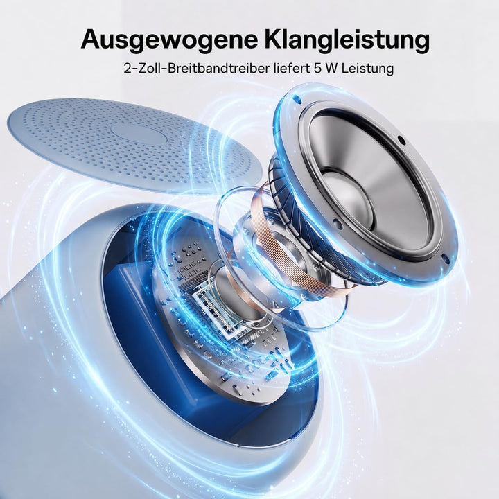 Bobtot Tragbarer Bluetooth-Lautsprecher, kabelloser wasserdichter Lautsprecher mit lautem Stereo-Sou