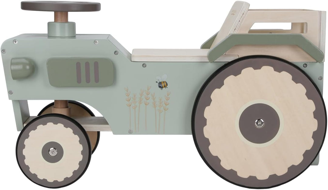 Little Dutch Traktor Rutschfahrzeug mit Lenkrad Holz Kinder Laufrad grün - Little Farm