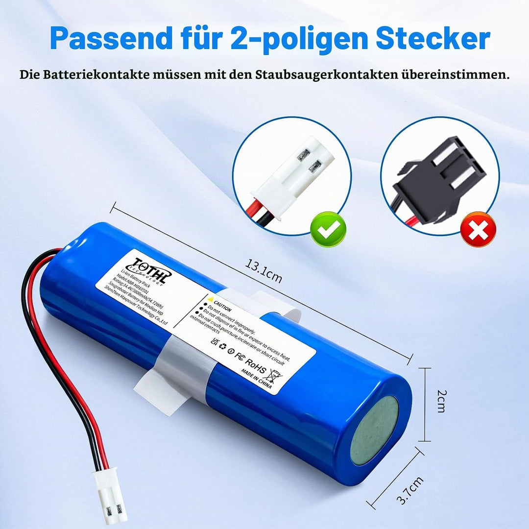Akku kompatibel mit Medion MD 18500, 18501, 18600 Staubsaugern, Haushaltsreinigern und Haushaltsrobo