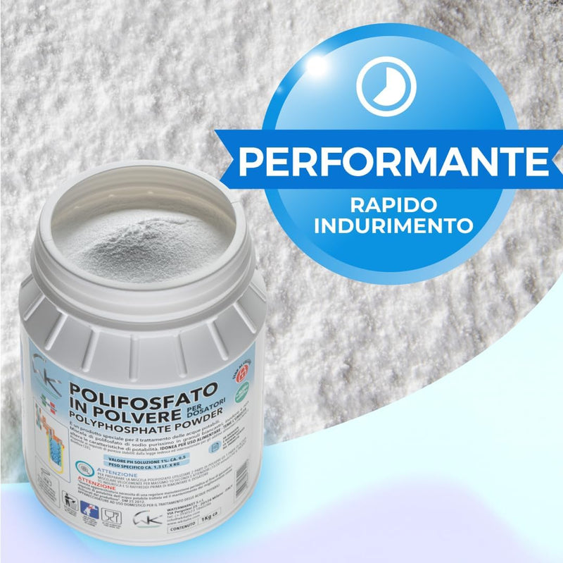 WK Polyphosphat Pulver | Nachfüllpulver für Polyphosphatdosierer | 1 kg | 3 Stück | Made in Italy