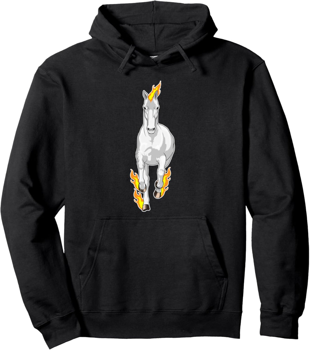 Pferd Flammen Pullover Hoodie
