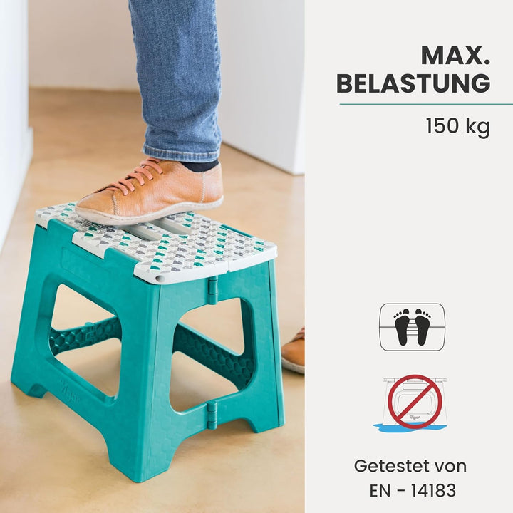 Vigar Kompakte Tritthocker Klappbar für Erwachsene, 27 cm, Klapphocker Faltbar 150 kg rutschfest, Le