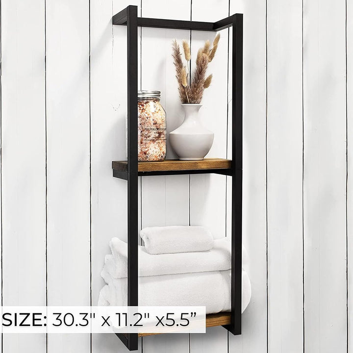 Handtuchhalter für Badezimmer, Wandmontierter 2-stufiger Handtuchregal, Schwarz Matt Organizer, Plat